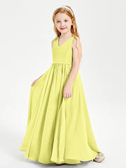 Robes de Demoiselle d'Honneur Junior Élégantes Sans Manches Jonquille