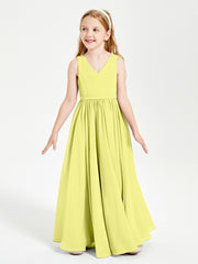Robes de Demoiselle d'Honneur Junior Élégantes Sans Manches Jonquille
