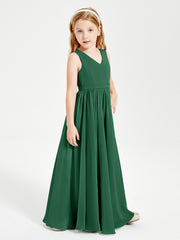 Robes de Demoiselle d'Honneur Junior Élégantes Sans Manches Vert Foncé