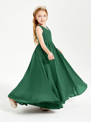 Robes de Demoiselle d'Honneur Junior Élégantes Sans Manches Vert Foncé