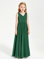 Robes de Demoiselle d'Honneur Junior Élégantes Sans Manches Vert Foncé
