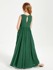 Robes de Demoiselle d'Honneur Junior Élégantes Sans Manches Vert Foncé