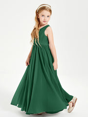 Robes de Demoiselle d'Honneur Junior Élégantes Sans Manches Vert Foncé
