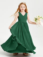 Robes de Demoiselle d'Honneur Junior Élégantes Sans Manches Vert Foncé