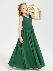 Robes de Demoiselle d'Honneur Junior Élégantes Sans Manches Vert Foncé