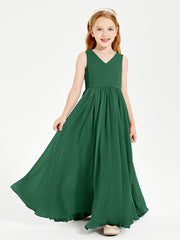 Robes de Demoiselle d'Honneur Junior Élégantes Sans Manches Vert Foncé