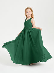 Robes de Demoiselle d'Honneur Junior Élégantes Sans Manches Vert Foncé