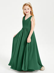 Robes de Demoiselle d'Honneur Junior Élégantes Sans Manches Vert Foncé