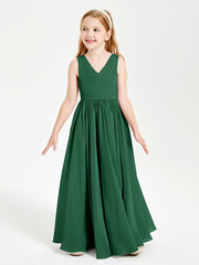 Robes de Demoiselle d'Honneur Junior Élégantes Sans Manches Vert Foncé