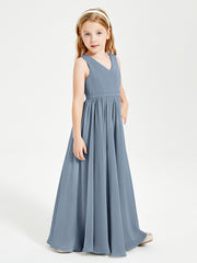 Robes de Demoiselle d'Honneur Junior Élégantes Sans Manches Bleu Poudré