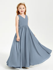 Robes de Demoiselle d'Honneur Junior Élégantes Sans Manches Bleu Poudré