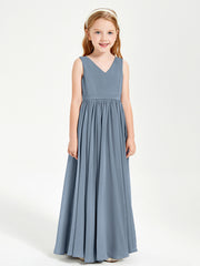 Robes de Demoiselle d'Honneur Junior Élégantes Sans Manches Bleu Poudré