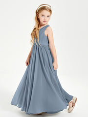 Robes de Demoiselle d'Honneur Junior Élégantes Sans Manches Bleu Poudré