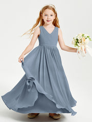 Robes de Demoiselle d'Honneur Junior Élégantes Sans Manches Bleu Poudré