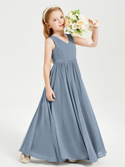 Robes de Demoiselle d'Honneur Junior Élégantes Sans Manches Bleu Poudré