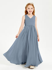 Robes de Demoiselle d'Honneur Junior Élégantes Sans Manches Bleu Poudré