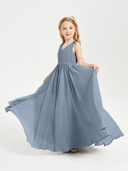 Robes de Demoiselle d'Honneur Junior Élégantes Sans Manches Bleu Poudré
