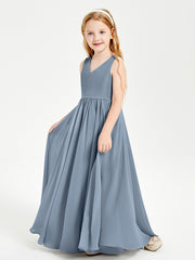 Robes de Demoiselle d'Honneur Junior Élégantes Sans Manches Bleu Poudré