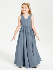 Robes de Demoiselle d'Honneur Junior Élégantes Sans Manches Bleu Poudré