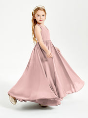 Robes de Demoiselle d'Honneur Junior Élégantes Sans Manches Rose Poudré
