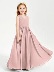 Robes de Demoiselle d'Honneur Junior Élégantes Sans Manches Rose Poudré