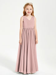 Robes de Demoiselle d'Honneur Junior Élégantes Sans Manches Rose Poudré