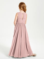 Robes de Demoiselle d'Honneur Junior Élégantes Sans Manches Rose Poudré