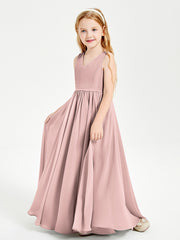 Robes de Demoiselle d'Honneur Junior Élégantes Sans Manches Rose Poudré