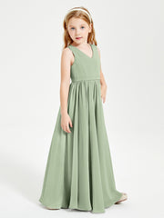 Robes de Demoiselle d'Honneur Junior Élégantes Sans Manches Sauge Poudrée