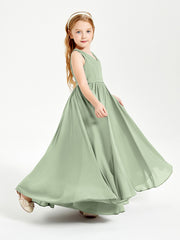 Robes de Demoiselle d'Honneur Junior Élégantes Sans Manches Sauge Poudrée