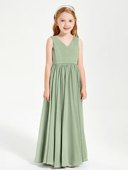 Robes de Demoiselle d'Honneur Junior Élégantes Sans Manches Sauge Poudrée