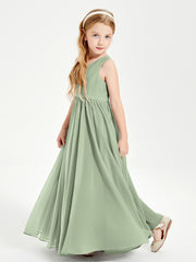Robes de Demoiselle d'Honneur Junior Élégantes Sans Manches Sauge Poudrée