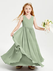 Robes de Demoiselle d'Honneur Junior Élégantes Sans Manches Sauge Poudrée