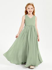 Robes de Demoiselle d'Honneur Junior Élégantes Sans Manches Sauge Poudrée