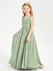 Robes de Demoiselle d'Honneur Junior Élégantes Sans Manches Sauge Poudrée