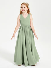 Robes de Demoiselle d'Honneur Junior Élégantes Sans Manches Sauge Poudrée
