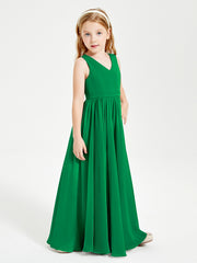 Robes de Demoiselle d'Honneur Junior Élégantes Sans Manches Emeraude