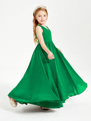 Robes de Demoiselle d'Honneur Junior Élégantes Sans Manches Emeraude