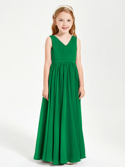 Robes de Demoiselle d'Honneur Junior Élégantes Sans Manches Emeraude