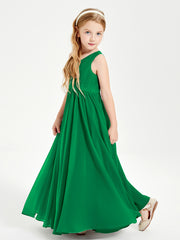 Robes de Demoiselle d'Honneur Junior Élégantes Sans Manches Emeraude