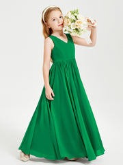 Robes de Demoiselle d'Honneur Junior Élégantes Sans Manches Emeraude