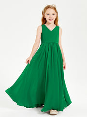 Robes de Demoiselle d'Honneur Junior Élégantes Sans Manches Emeraude