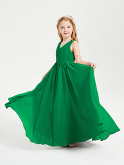 Robes de Demoiselle d'Honneur Junior Élégantes Sans Manches Emeraude