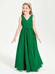 Robes de Demoiselle d'Honneur Junior Élégantes Sans Manches Emeraude