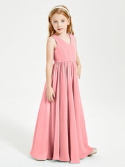 Robes de Demoiselle d'Honneur Junior Élégantes Sans Manches Flamant