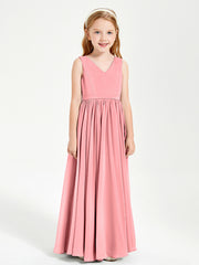 Robes de Demoiselle d'Honneur Junior Élégantes Sans Manches Flamant