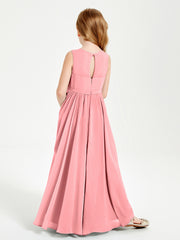 Robes de Demoiselle d'Honneur Junior Élégantes Sans Manches Flamant