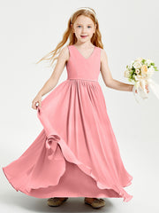 Robes de Demoiselle d'Honneur Junior Élégantes Sans Manches Flamant