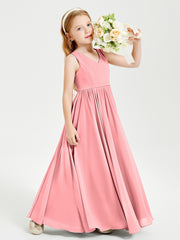 Robes de Demoiselle d'Honneur Junior Élégantes Sans Manches Flamant