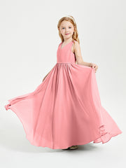 Robes de Demoiselle d'Honneur Junior Élégantes Sans Manches Flamant